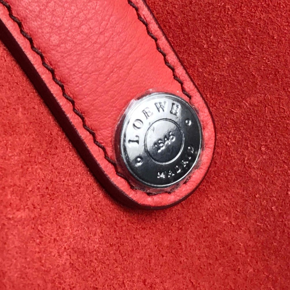 Loewe Tote Bag Suede Red Logo Leo Women