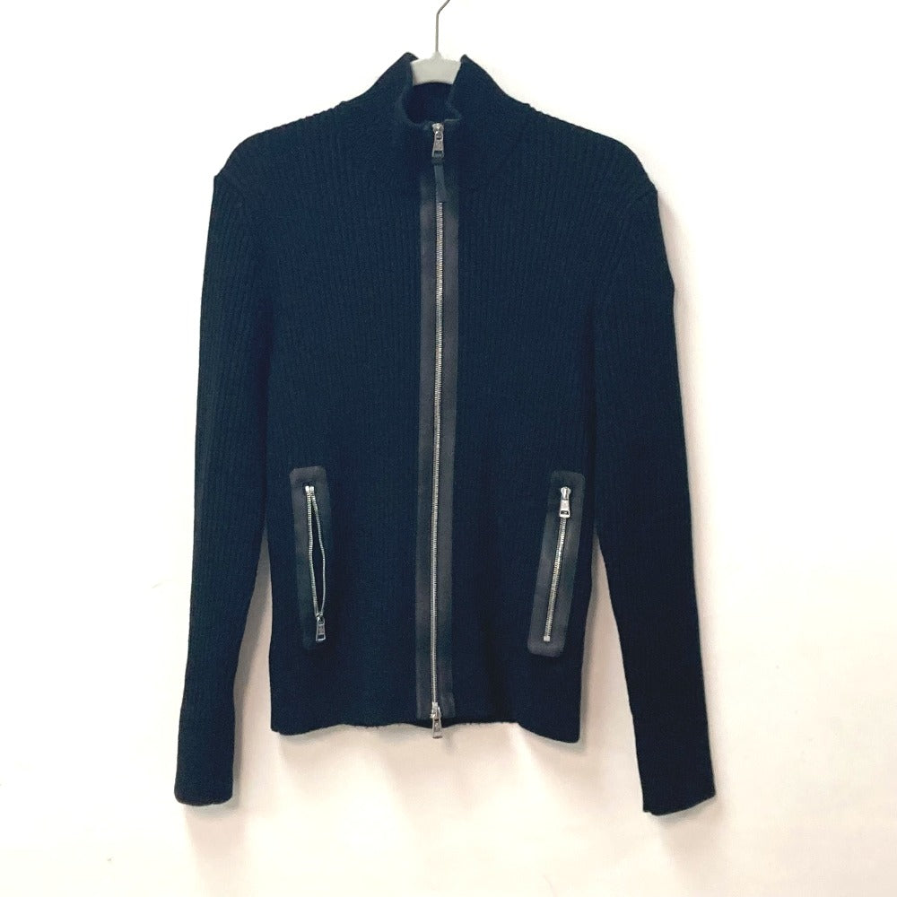 Moncler Jacket Wool, Leather Black Long Sleeve Apparel Tops Outerwear Mid Weight Mens R