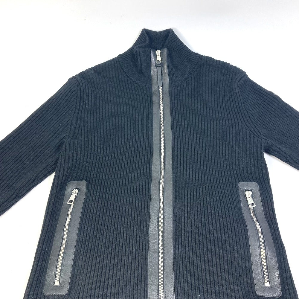 Moncler Jacket Wool, Leather Black Long Sleeve Apparel Tops Outerwear Mid Weight Mens R