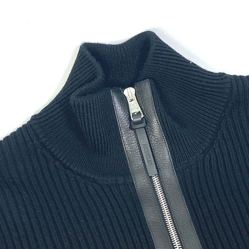Moncler Jacket Wool, Leather Black Long Sleeve Apparel Tops Outerwear Mid Weight Mens R