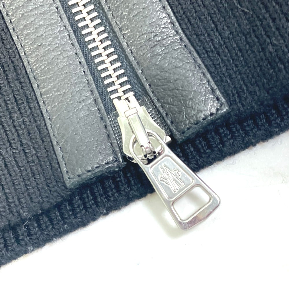 Moncler Jacket Wool, Leather Black Long Sleeve Apparel Tops Outerwear Mid Weight Mens R