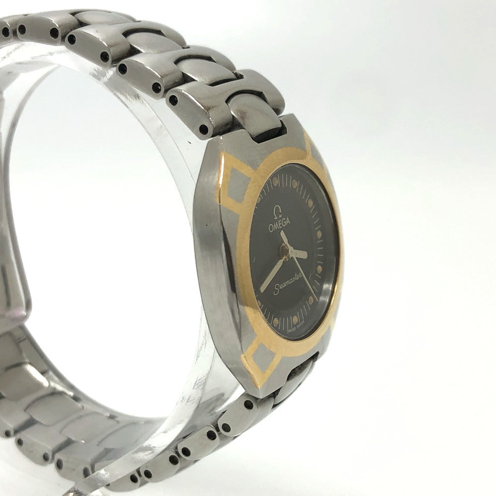 Omega Watches Quartz Stainless Steel Silver Seamaster Polaris Black Dial Women