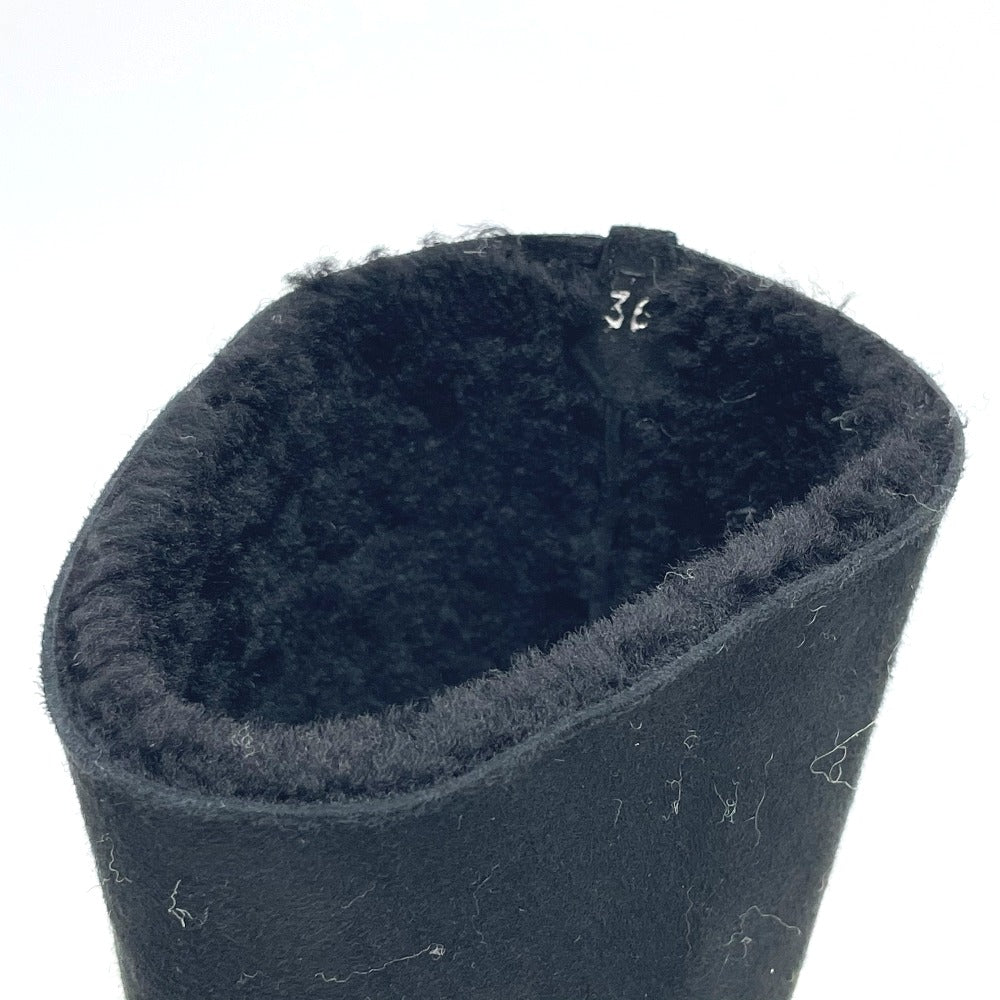 Moncler Boots Suede Black Mokomoko Mouton Women 36