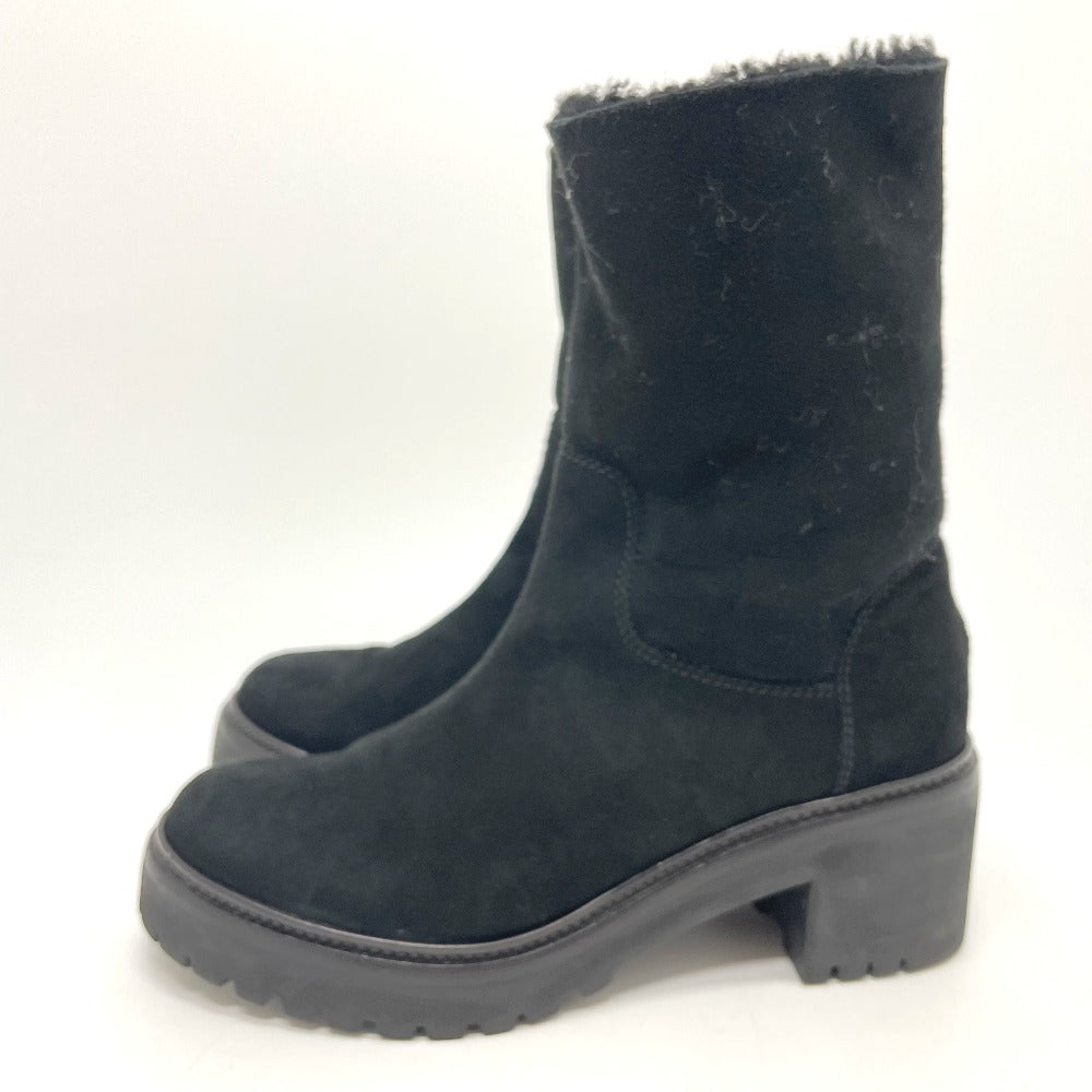 Moncler Boots Suede Black Mokomoko Mouton Women 36