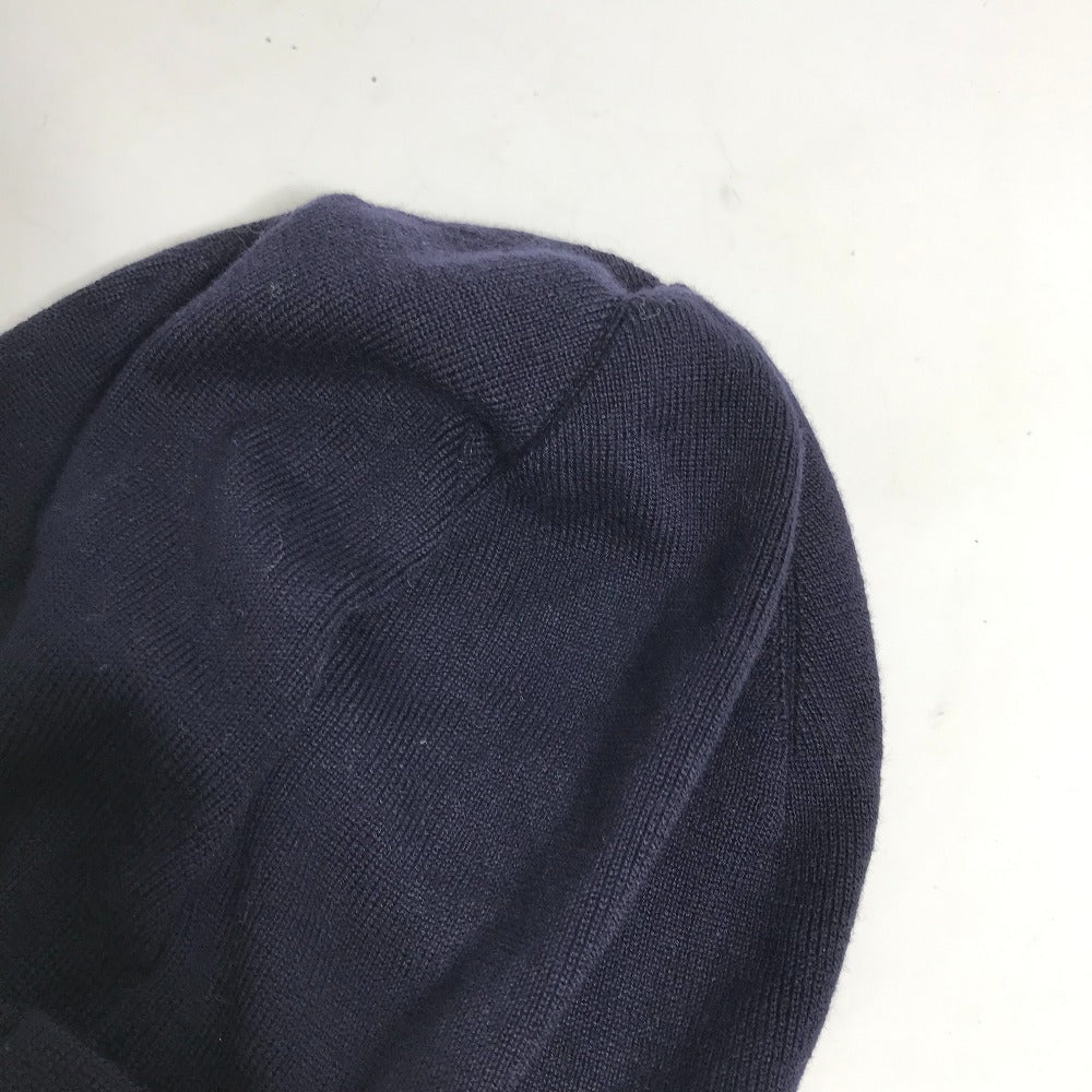 Moncler Knit Hat Wool Navy Logo Women