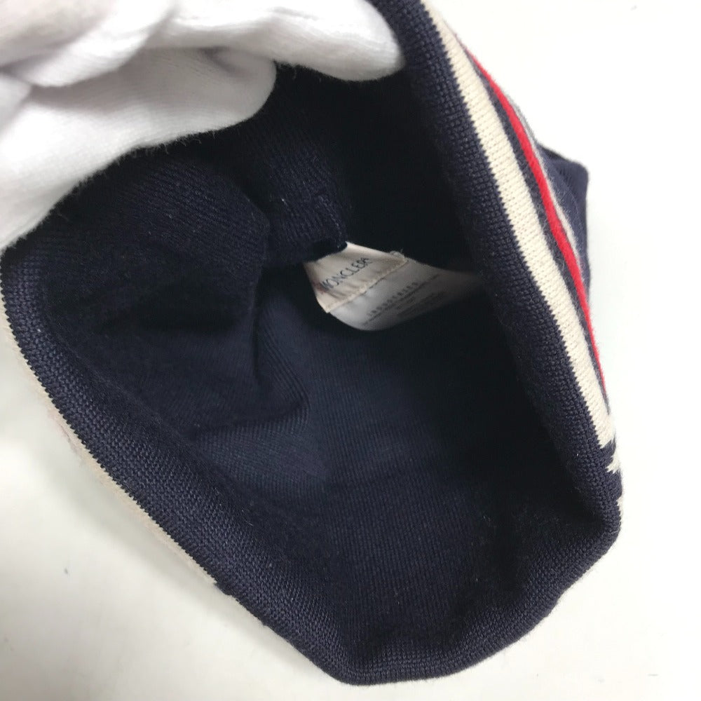 Moncler Knit Hat Wool Navy Logo Women