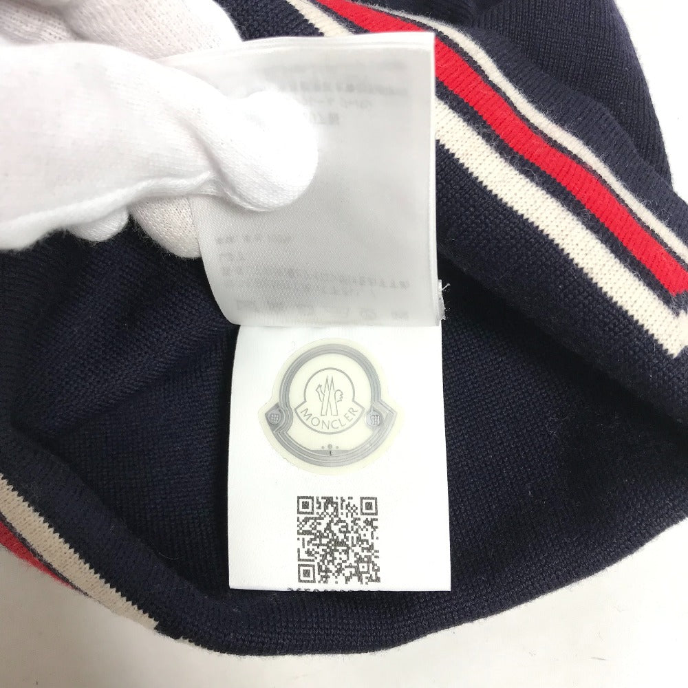 Moncler Knit Hat Wool Navy Logo Women