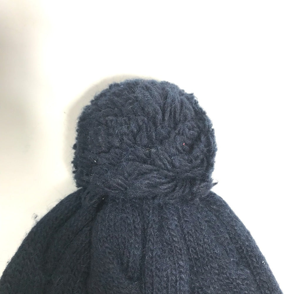 Moncler Knit Hat Wool , Acetate , Alpaca Navy Pom Pom Logo Women