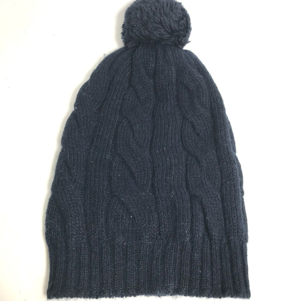 Moncler Knit Hat Wool , Acetate , Alpaca Navy Pom Pom Logo Women