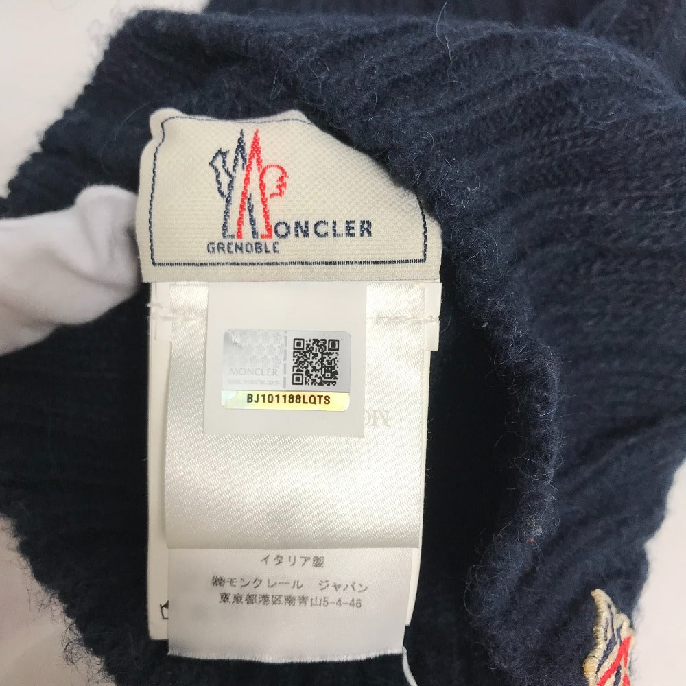 Moncler Knit Hat Wool , Acetate , Alpaca Navy Pom Pom Logo Women