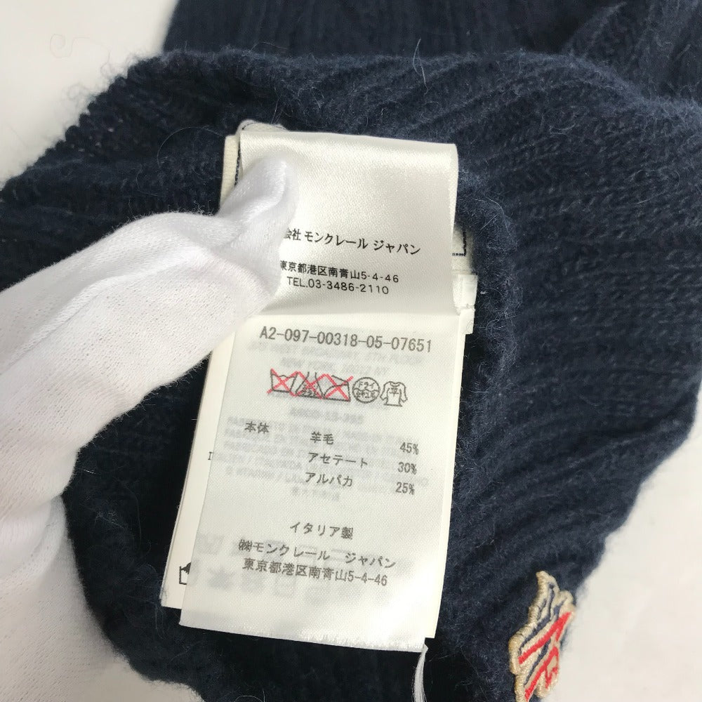 Moncler Knit Hat Wool , Acetate , Alpaca Navy Pom Pom Logo Women