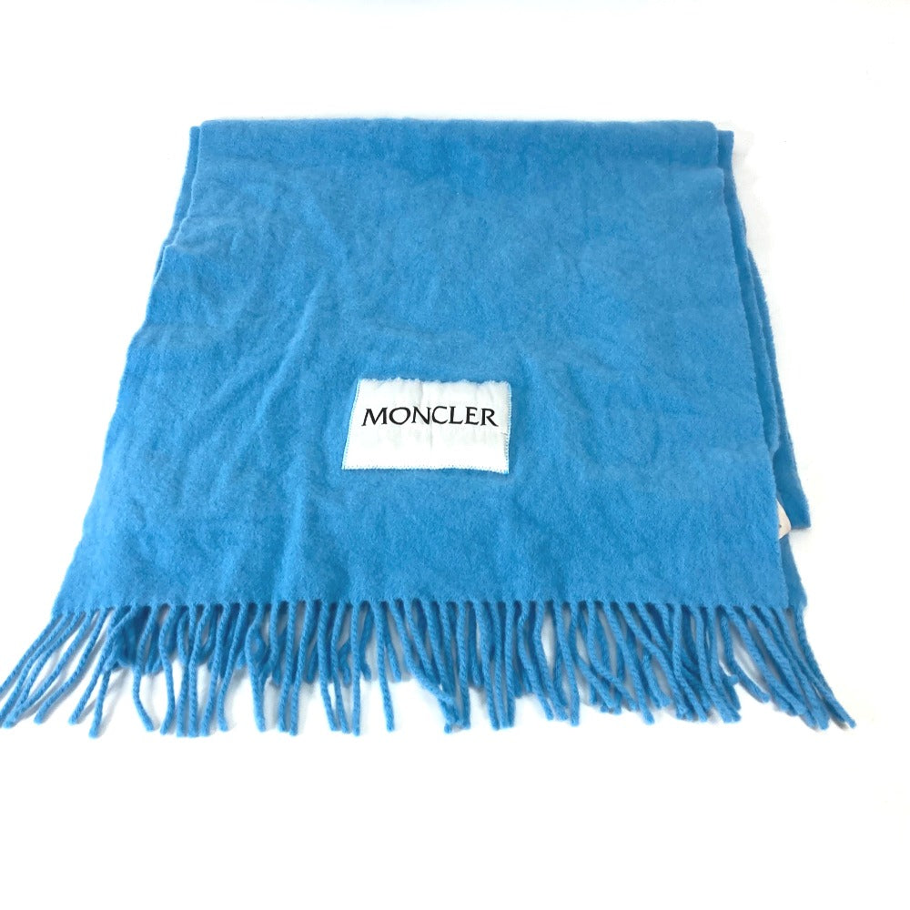 Moncler Scarf Wool Blue Down Logo Mens