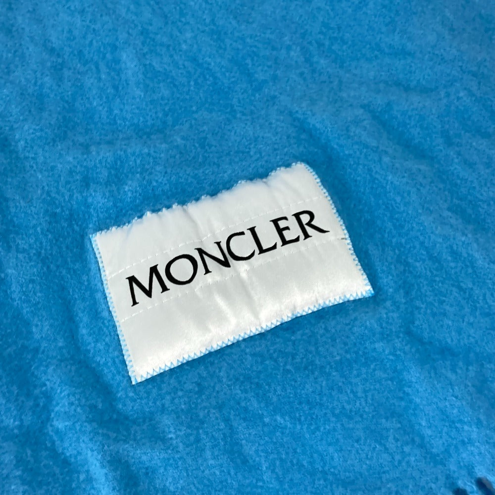 Moncler Scarf Wool Blue Down Logo Mens