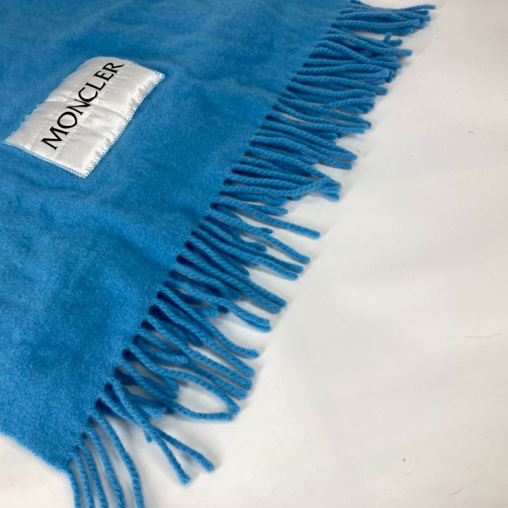 Moncler Scarf Wool Blue Down Logo Mens