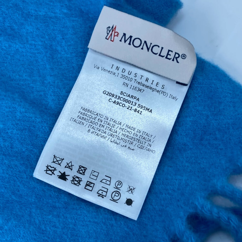 Moncler Scarf Wool Blue Down Logo Mens