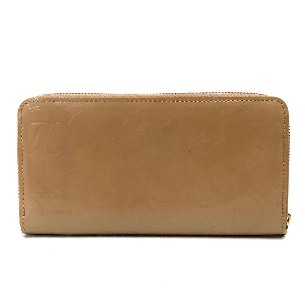 Louis Vuitton Long Wallet Purse M91470 Patent Leather Beige Vernis Zippy Wallet Women