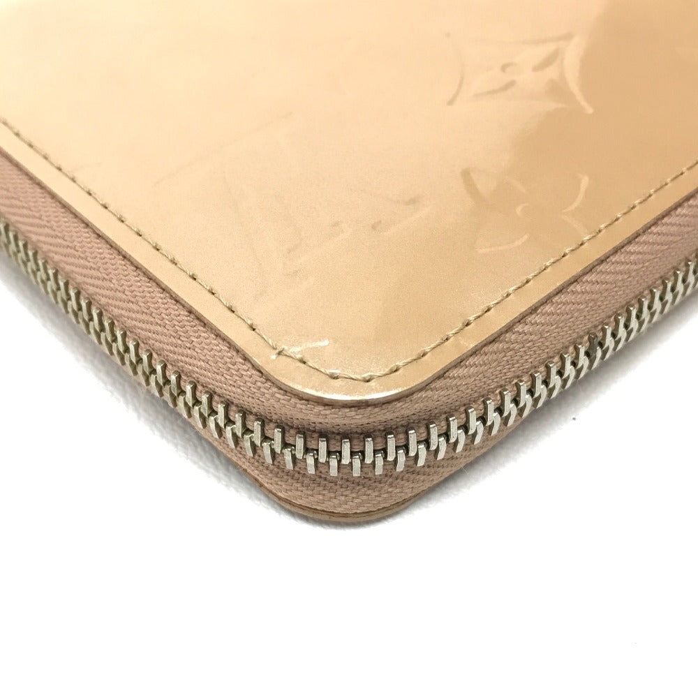 Louis Vuitton Long Wallet Purse M91470 Patent Leather Beige Vernis Zippy Wallet Women