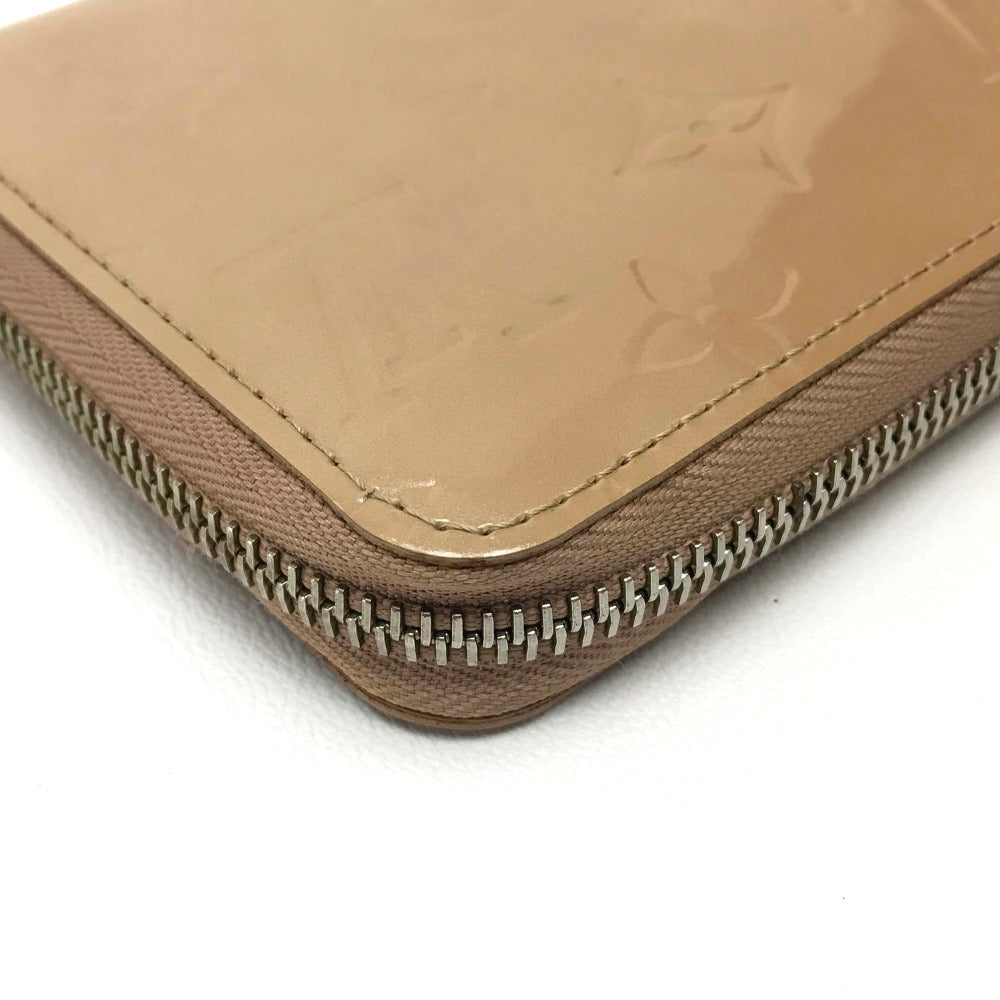 Louis Vuitton Long Wallet Purse M91470 Patent Leather Beige Vernis Zippy Wallet Women