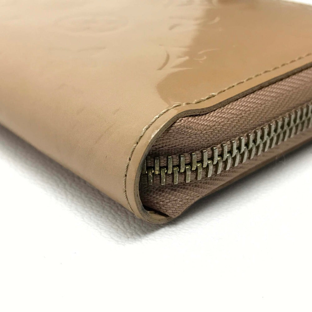 Louis Vuitton Long Wallet Purse M91470 Patent Leather Beige Vernis Zippy Wallet Women