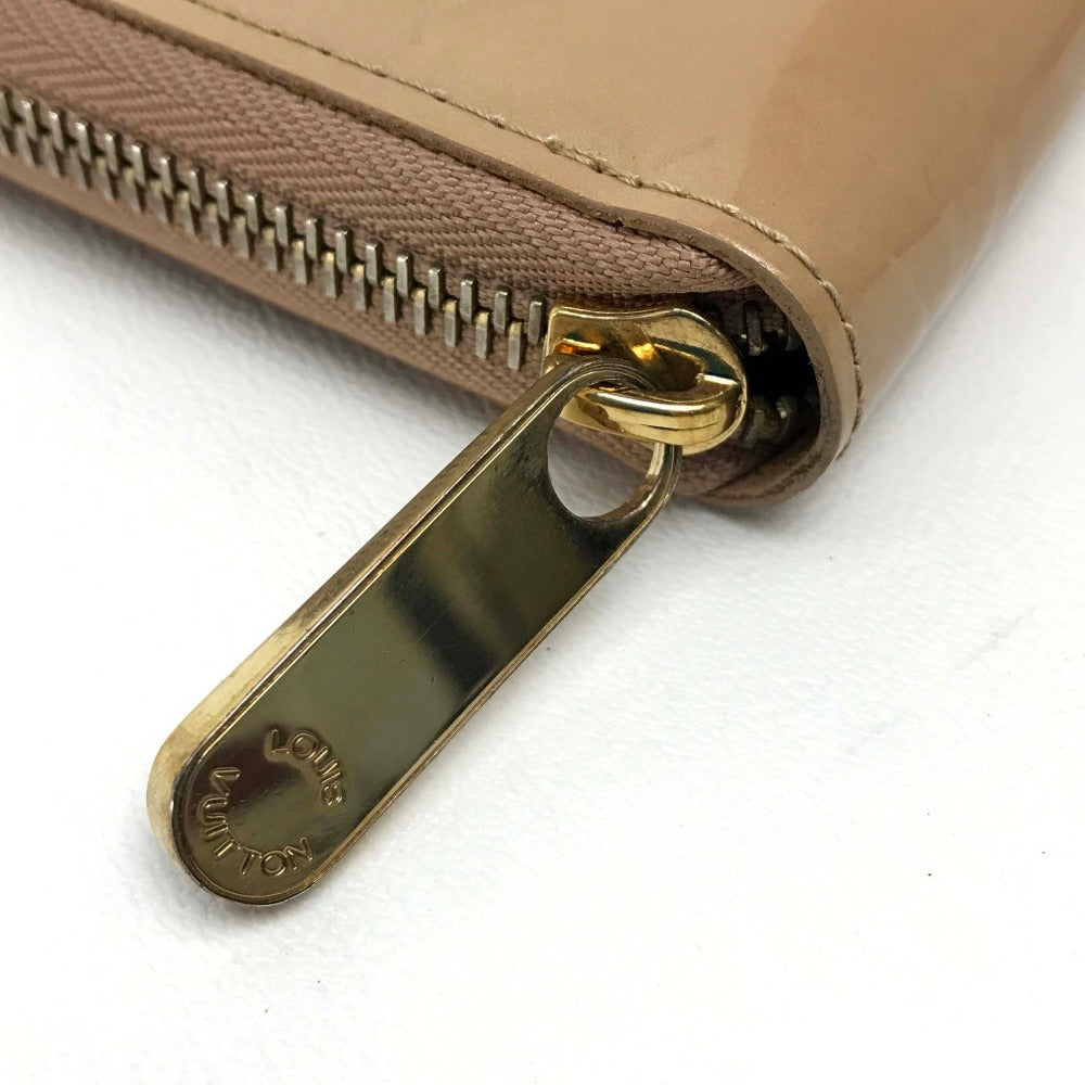 Louis Vuitton Long Wallet Purse M91470 Patent Leather Beige Vernis Zippy Wallet Women