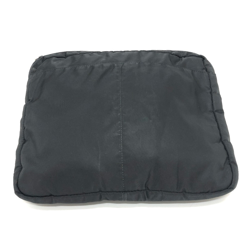 Prada Clutch Bag Nylon Black Triangular Plate Women