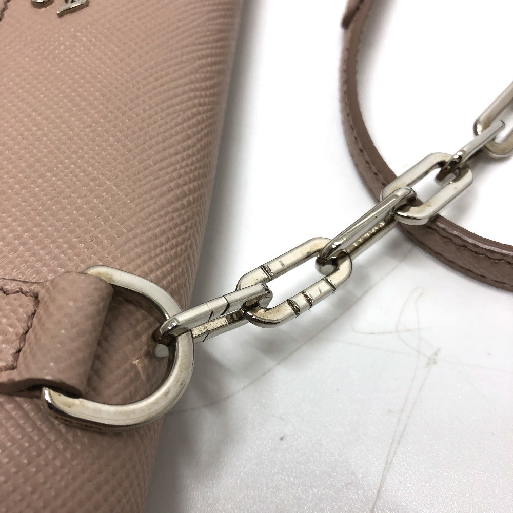 Prada Shoulder Bag Bt955X Safiano Leather Beige Logo/Shoulder Chainshoulder