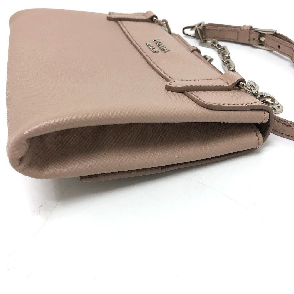 Prada Shoulder Bag Bt955X Safiano Leather Beige Logo/Shoulder Chainshoulder