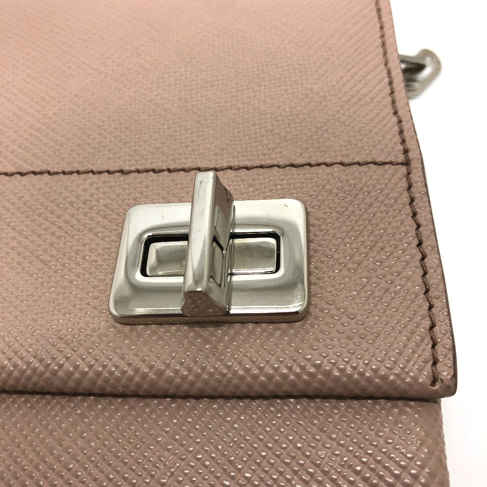 Prada Shoulder Bag Bt955X Safiano Leather Beige Logo/Shoulder Chainshoulder