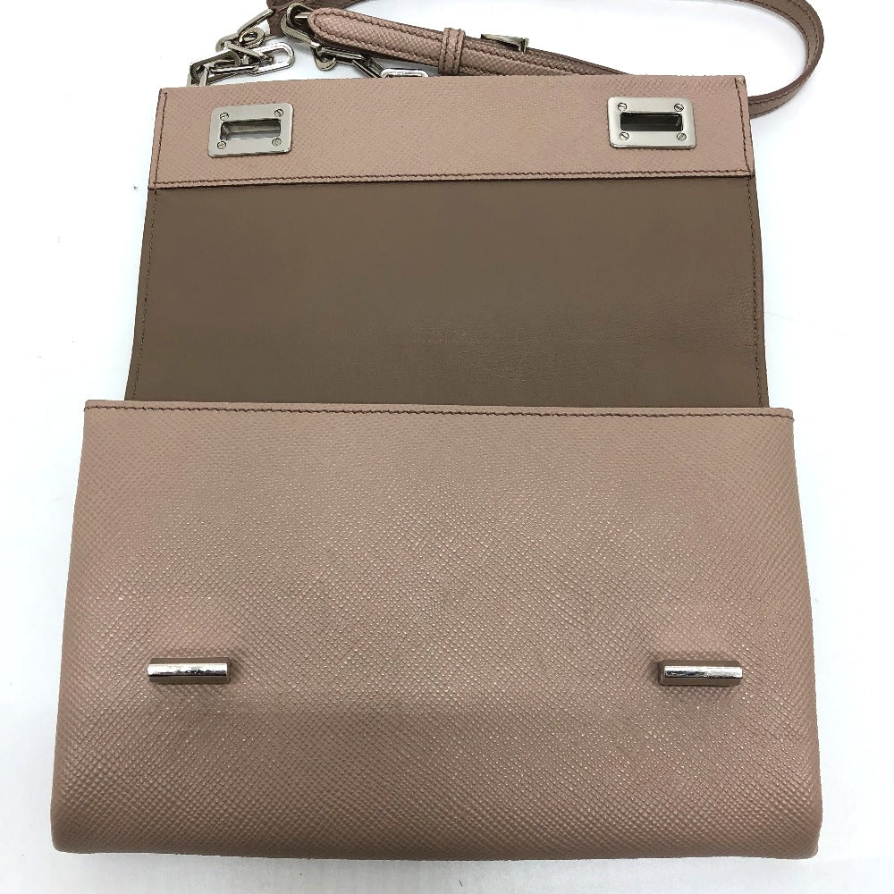 Prada Shoulder Bag Bt955X Safiano Leather Beige Logo/Shoulder Chainshoulder