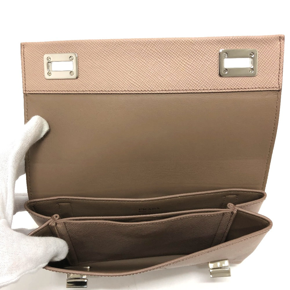 Prada Shoulder Bag Bt955X Safiano Leather Beige Logo/Shoulder Chainshoulder