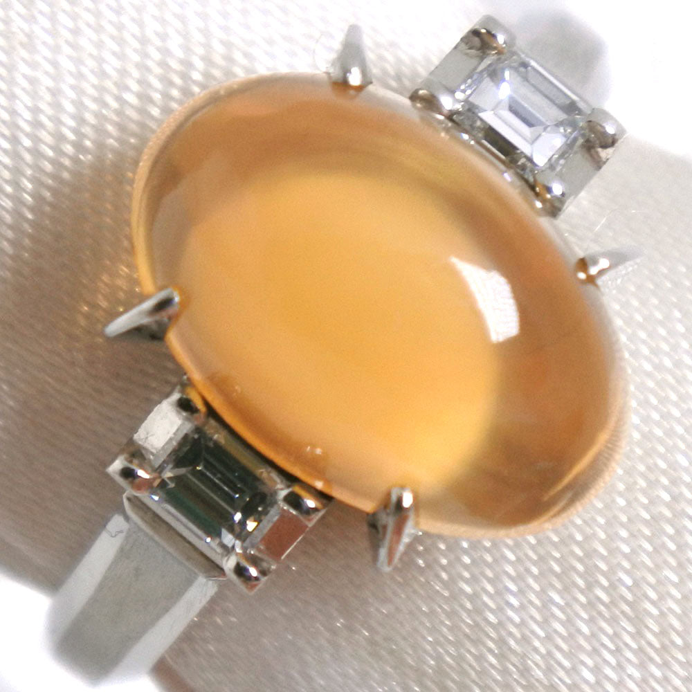 Jewelry Ring Pt900Platinum, Mexican Opal, Diamond Orange Women 10.5 Issue