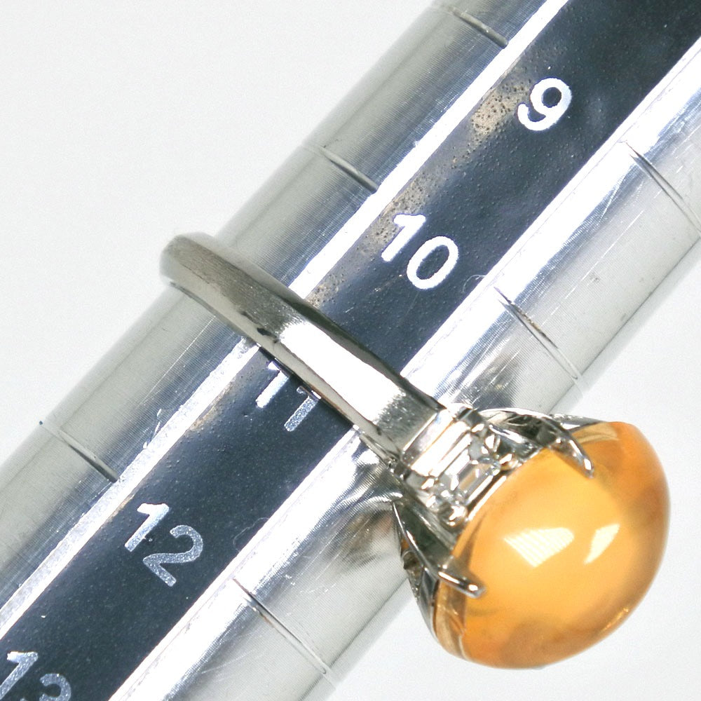 Jewelry Ring Pt900Platinum, Mexican Opal, Diamond Orange Women 10.5 Issue