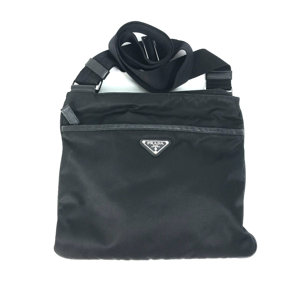 Prada Shoulder Bag 2Vh053 Nylon / Leather Black Bag Triangle Logo Mens