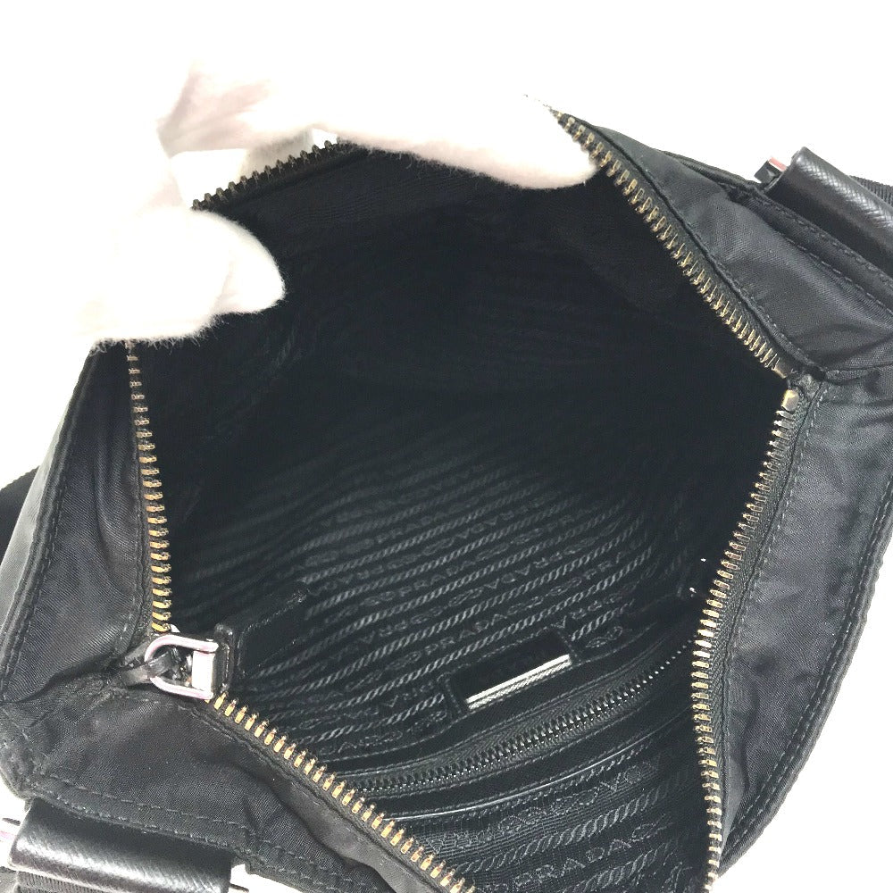 Prada Shoulder Bag 2Vh053 Nylon / Leather Black Bag Triangle Logo Mens