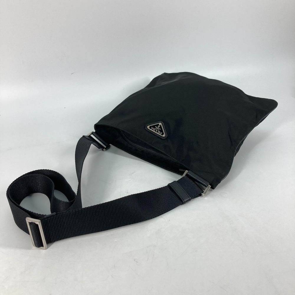 Prada Shoulder Bag Nylon Black Crossbody Pochette Bag Triangle Logo Plate Women Secondhand