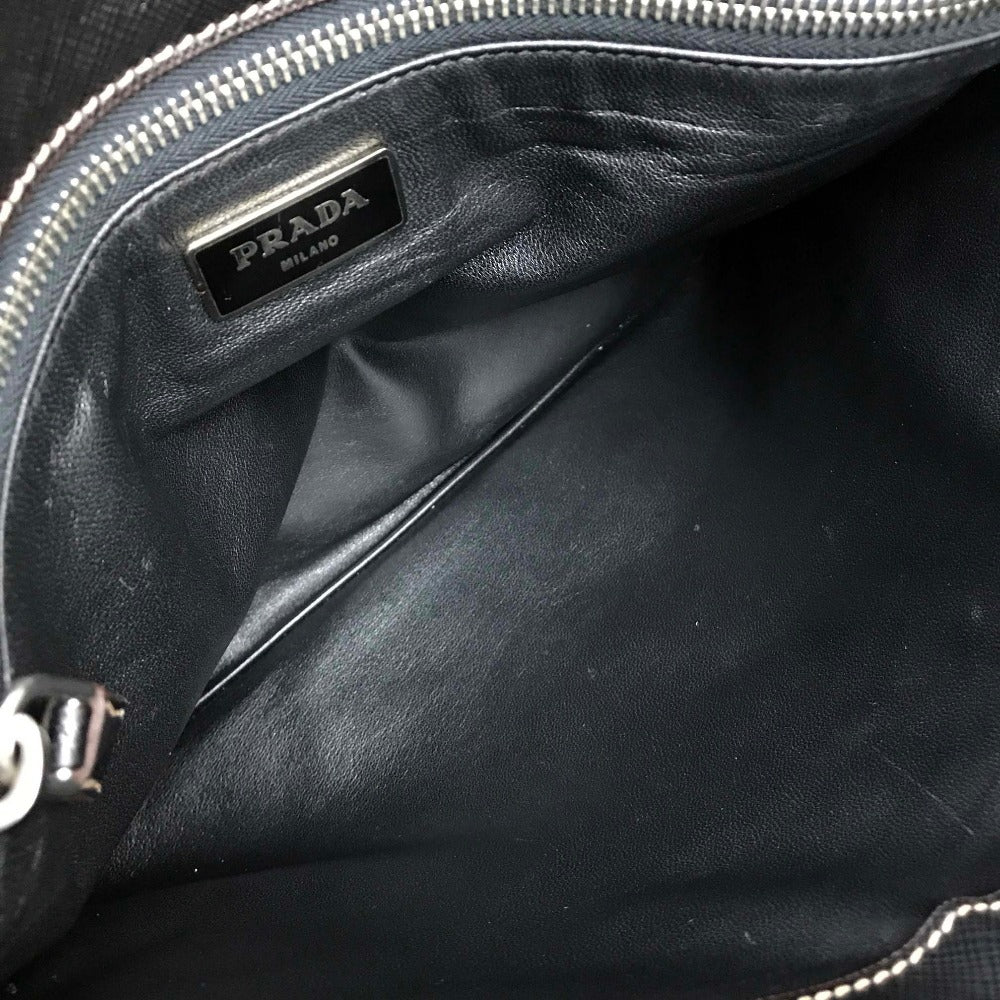 Prada Clutch Bag Vr074C Leather Black Safiano Bijou X Studs Unisex(Unisex)