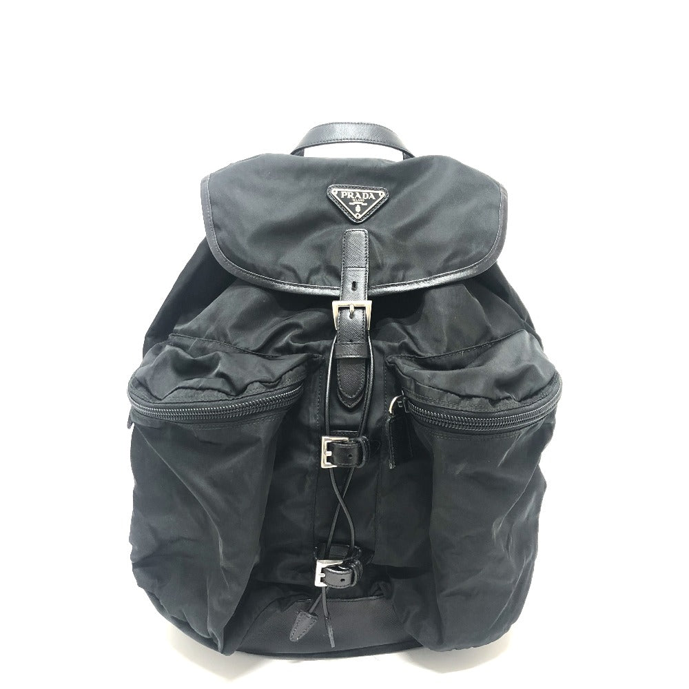Prada Backpack 130 Nylon Black Double Pocket