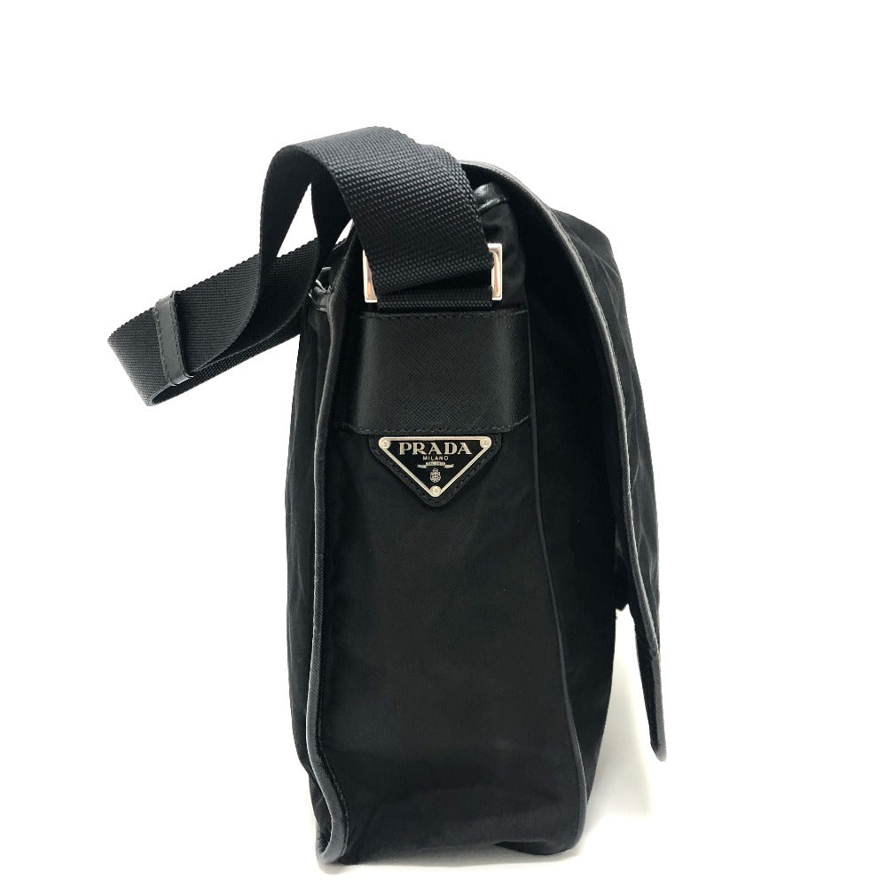 Prada Shoulder Bag U166 Nylon / Leather Black Mens