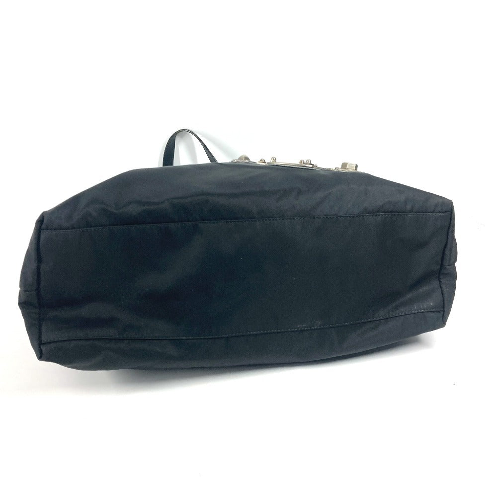 Prada Tote Bag Nylon / Leather Black Skull Logo