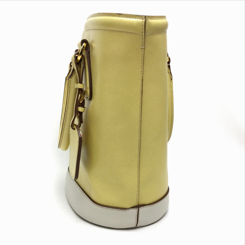 Prada Shoulder Bag B2442B Leather Yellow Saffiano Lux Women