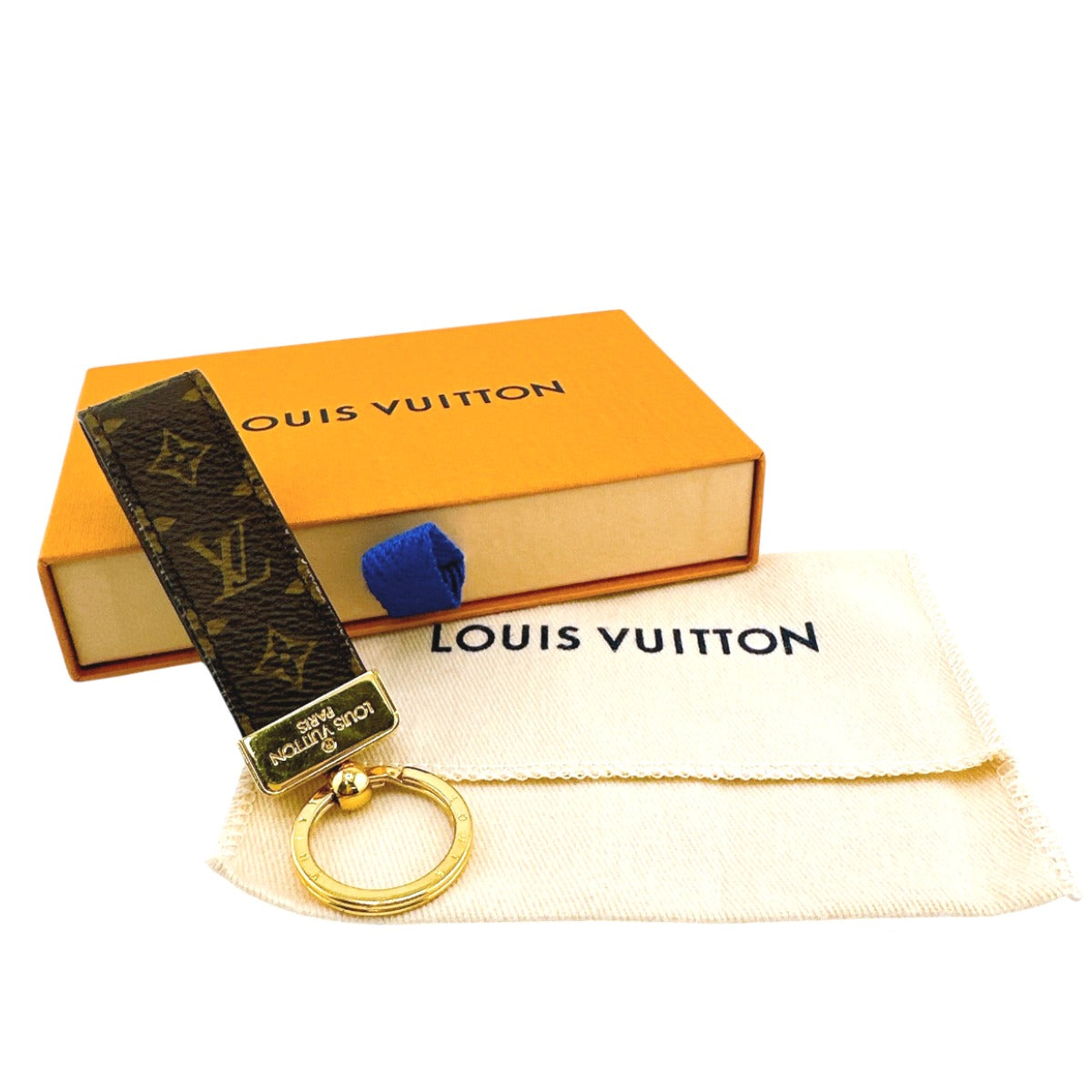 Louis Vuitton Charm M65221 Monogram Canvas Brown Porto Cre Dragonne Monogram Key Ring Women