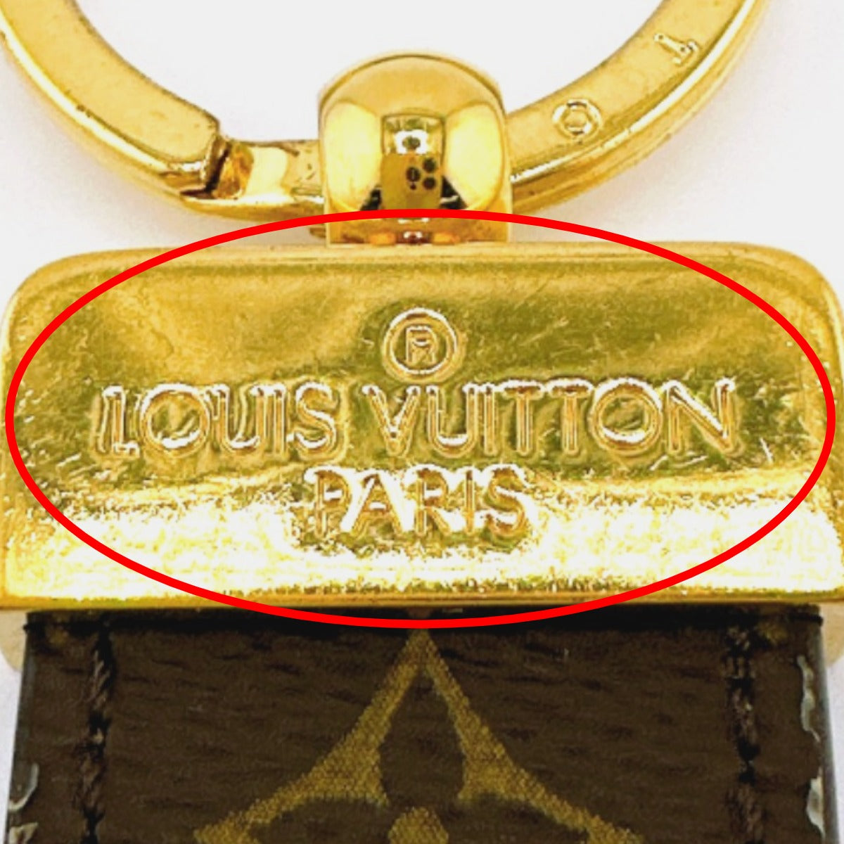 Louis Vuitton Charm M65221 Monogram Canvas Brown Porto Cre Dragonne Monogram Key Ring Women