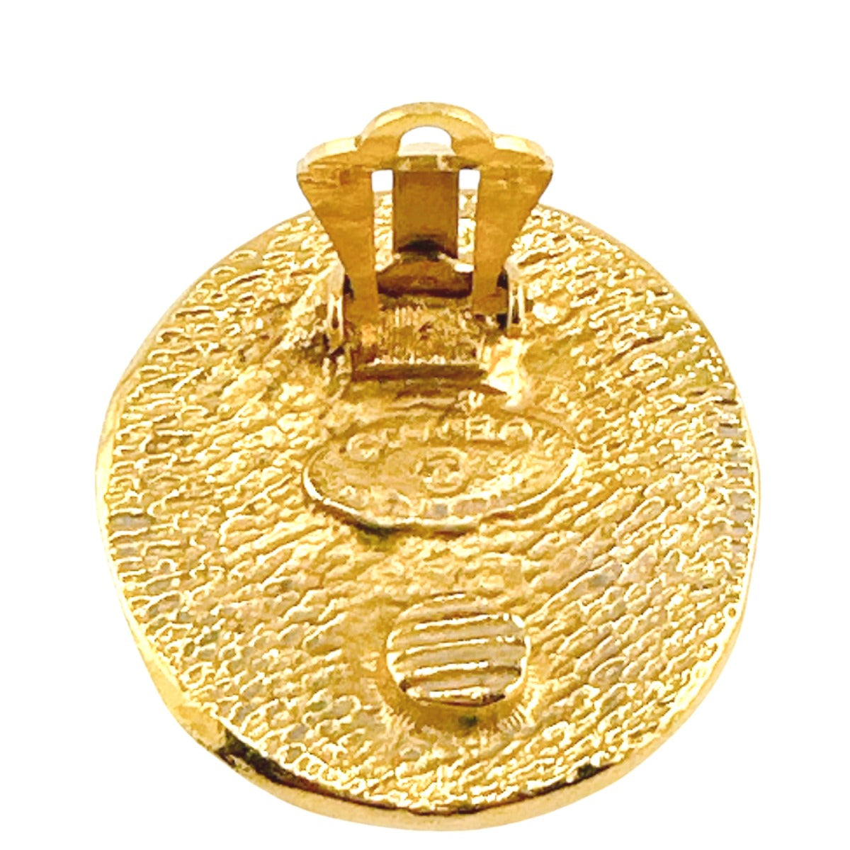 Chanel Earring Gold Plated Gold Vintage Circle Logo Cambon Women