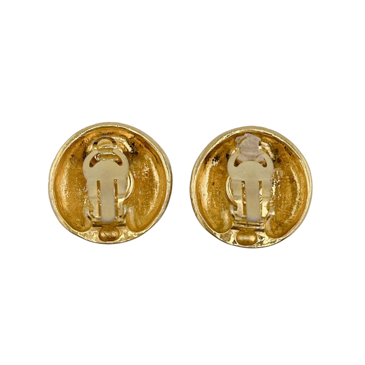 Chanel Earring Metal Gold Earring Vintage Round Women