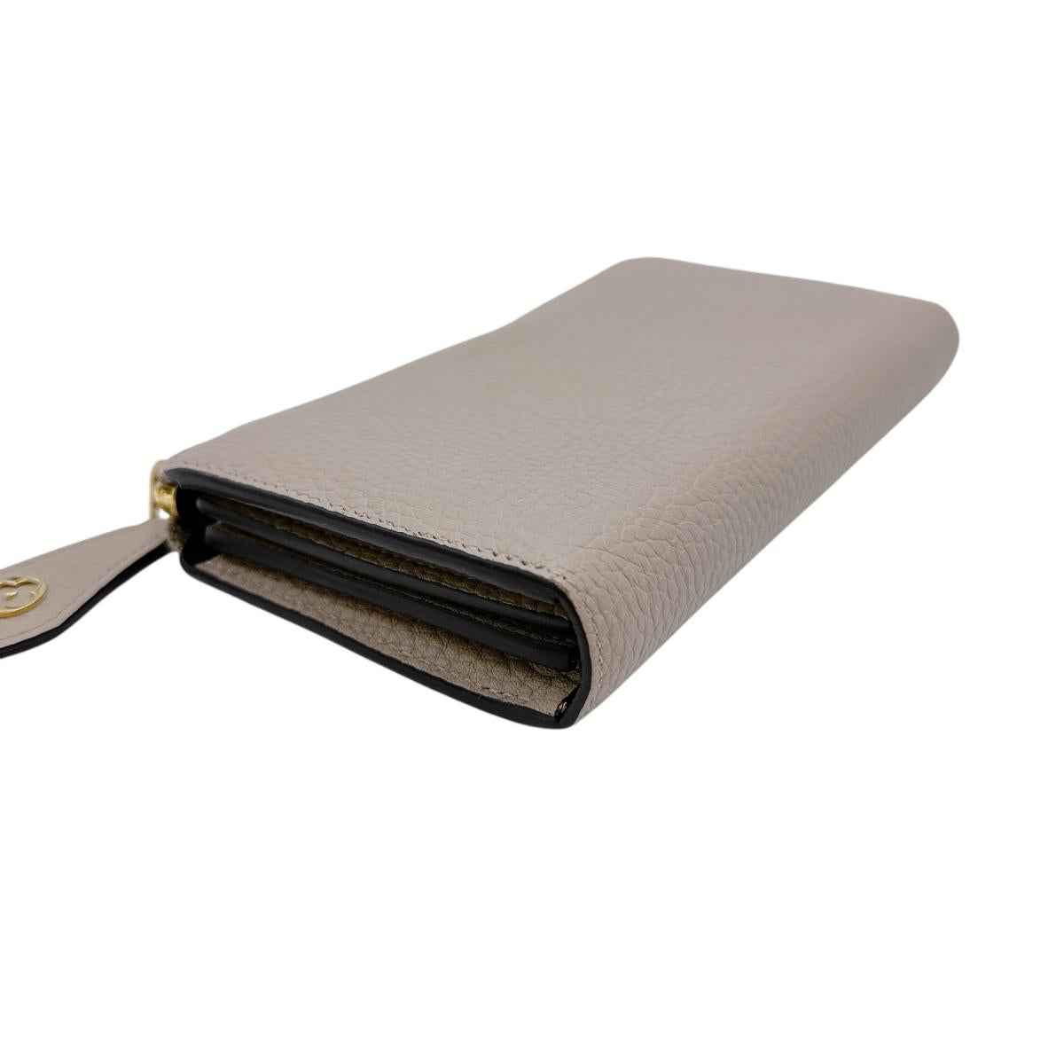 Louis Vuitton Long Wallet Purse M63104 Cowhide Beige L-Shaped Fastener Taurillon Clemence Leather