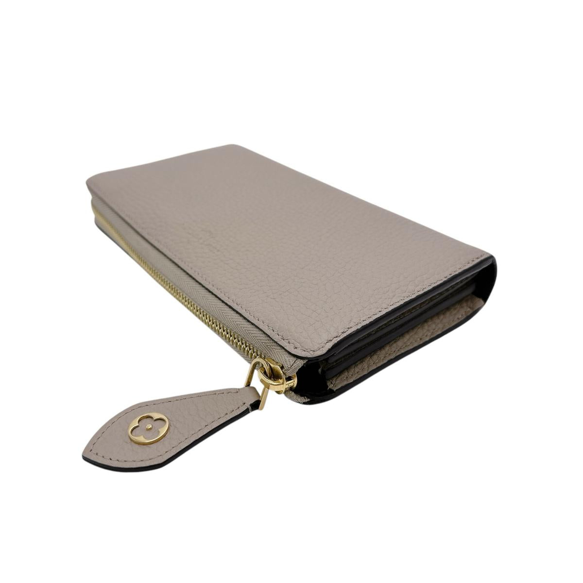 Louis Vuitton Long Wallet Purse M63104 Cowhide Beige L-Shaped Fastener Taurillon Clemence Leather