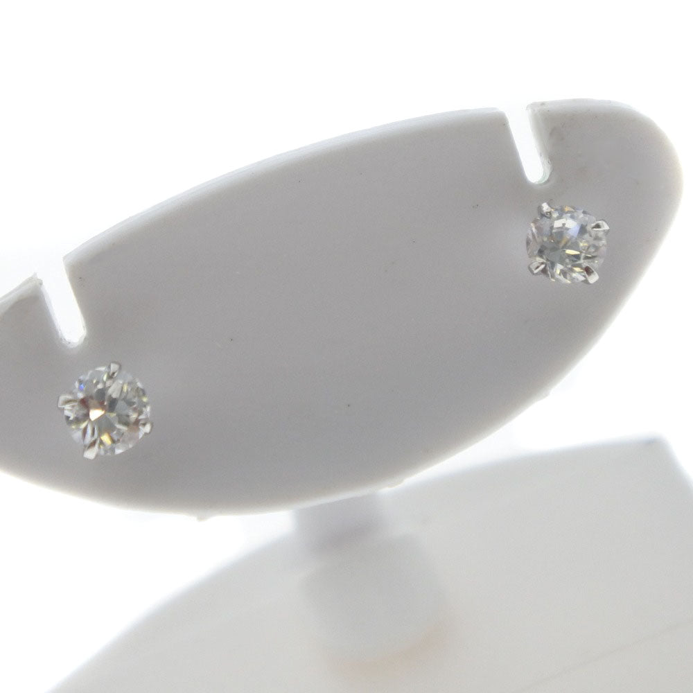 Jewelry Pierce 14K White Gold, Diamond Silver Stud Earring Around0.08Ct Women