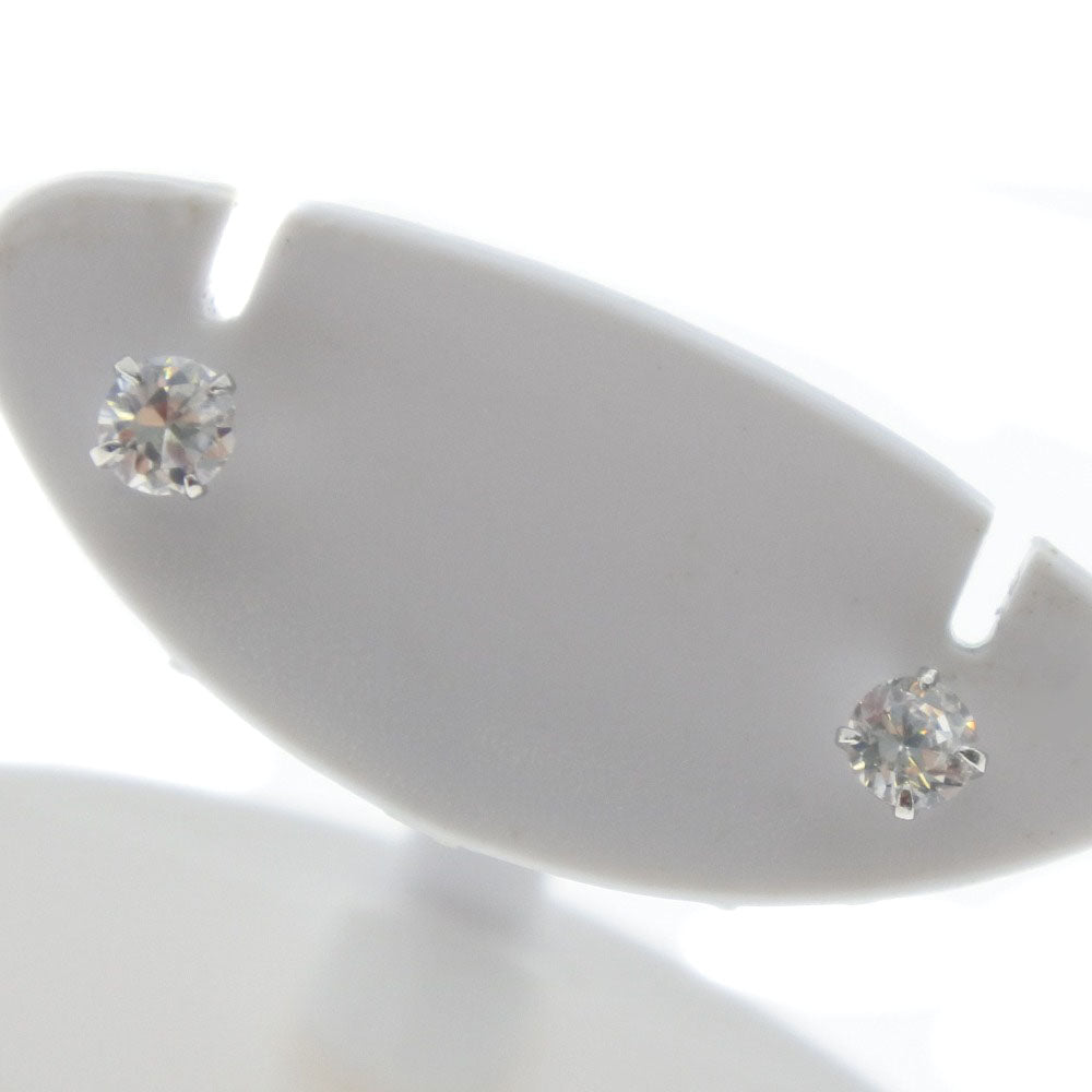 Jewelry Pierce 14K White Gold, Diamond Silver Stud Earring Around0.08Ct Women