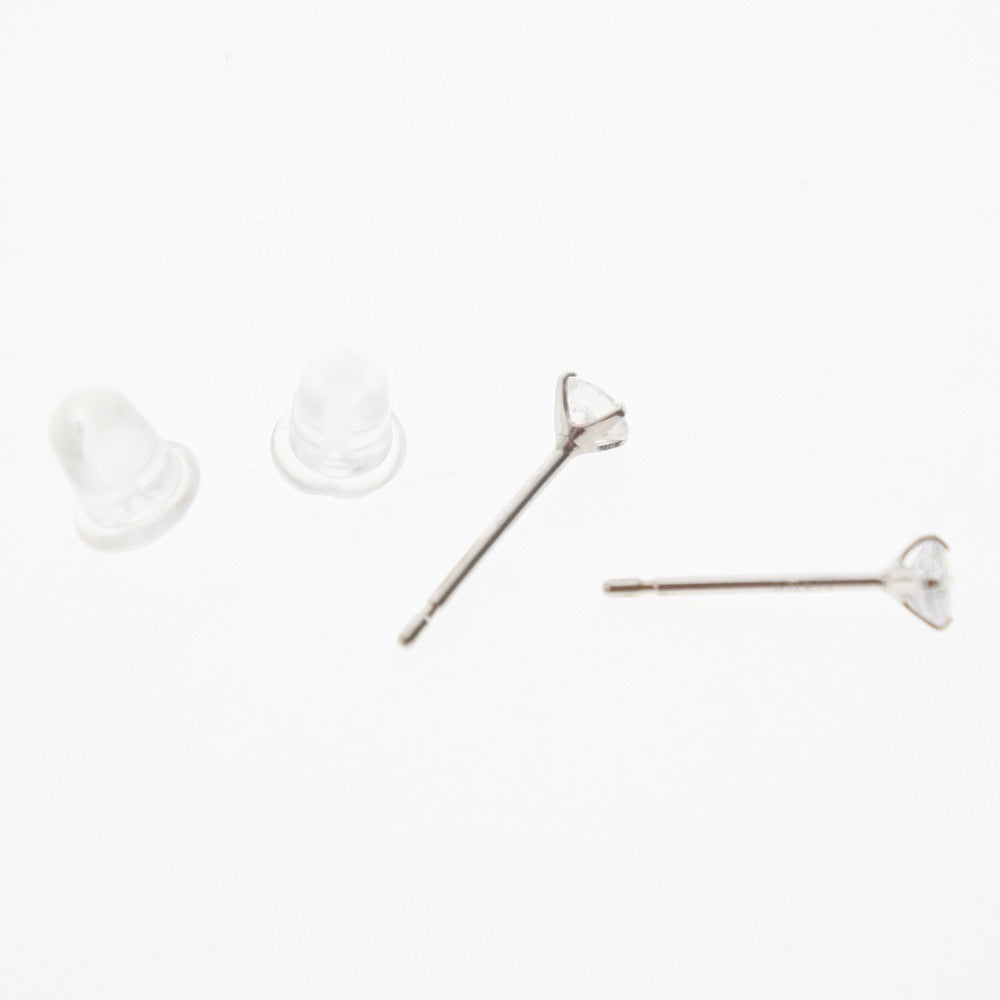 Jewelry Pierce 14K White Gold, Diamond Silver Stud Earring Around0.08Ct Women