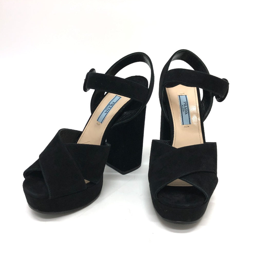 Prada Sandals 1Xp882 Suede Black Strap Women 36